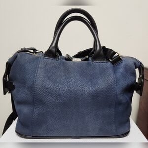 SEE BY CHLOE Kay Satchel in Blue Suede & Black Leather with COA